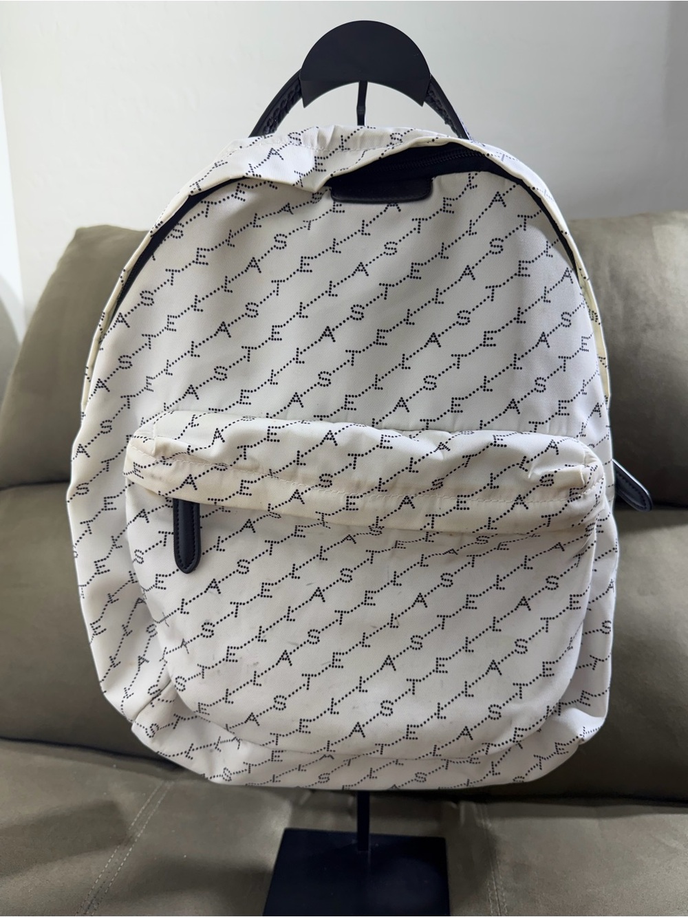 Stella McCartney Black & White Logo Strap Backpack - Picture 2 of 6